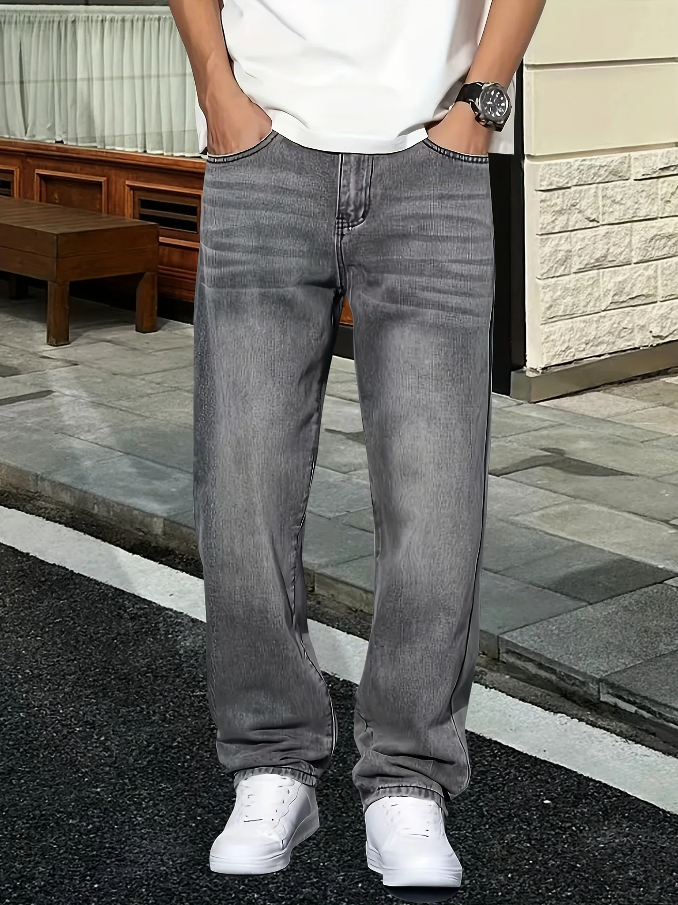 Men'S Fashion Grey Jeans - Мужские модные серые джинсы для повседневной