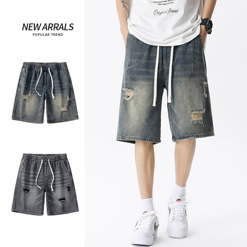 Mens Fashion Denim - Джинсовые шорты мужские в стиле ретро,
