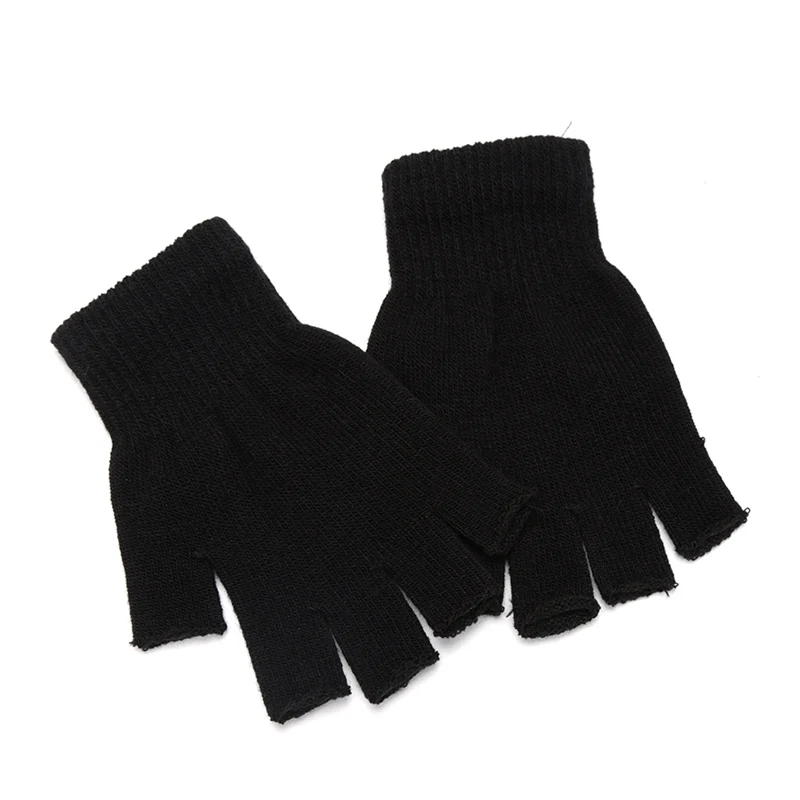 Men'S Fashion Gloves - Черные перчатки без пальцев унисекс, шерстяные