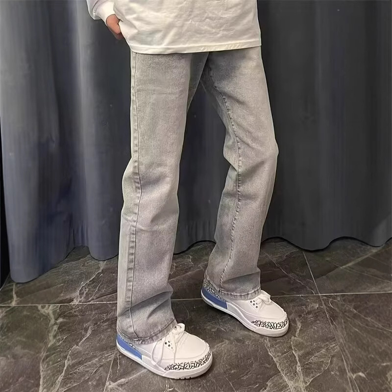 Men'S Fashion Grey Jeans - Американские винтажные новые модные мужские серые