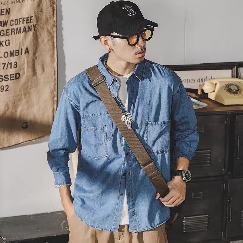 Mens Fashion Denim - Мужская джинсовая куртка в американском стиле