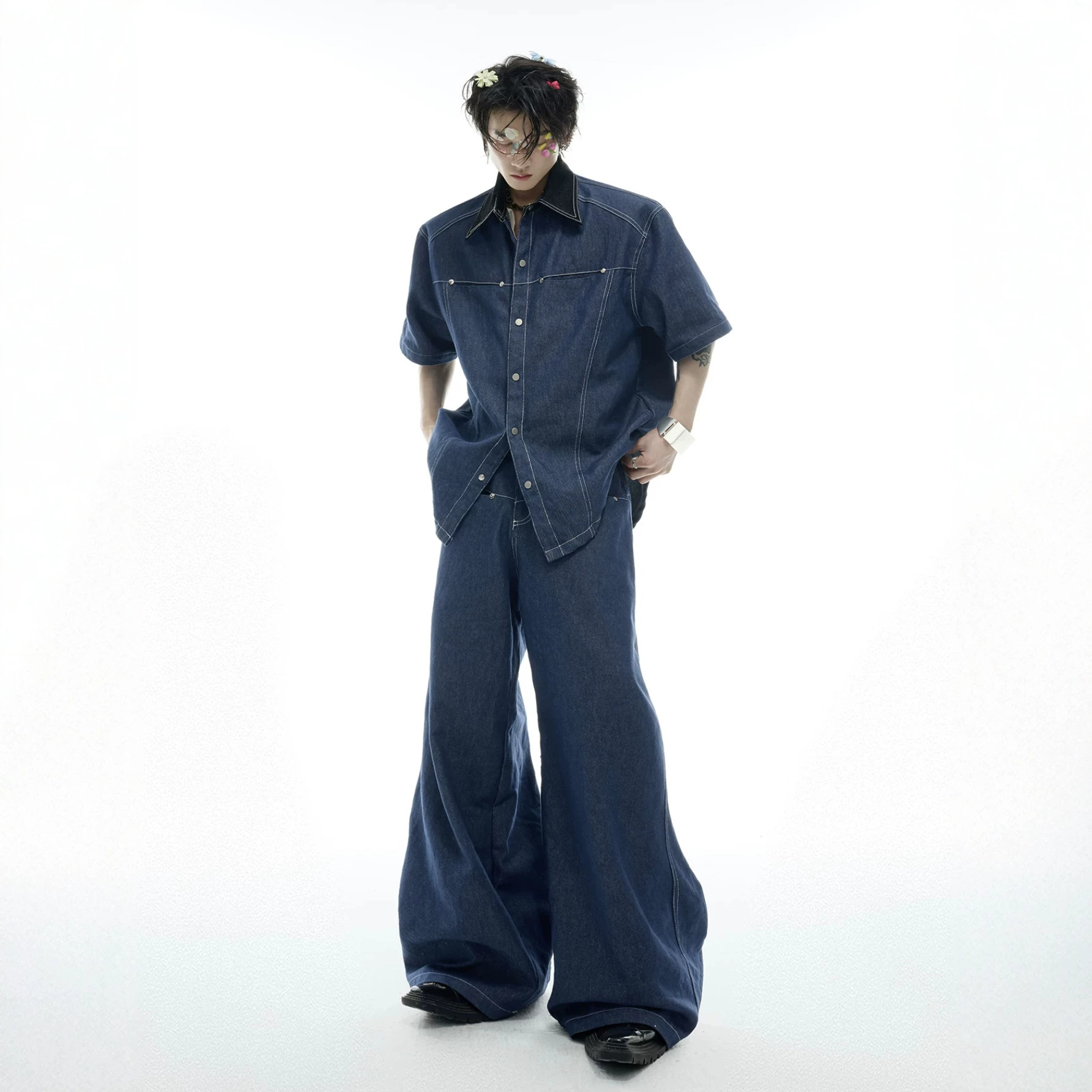 Mens Fashion Denim - Летний мужской джинсовый комплект в американском
