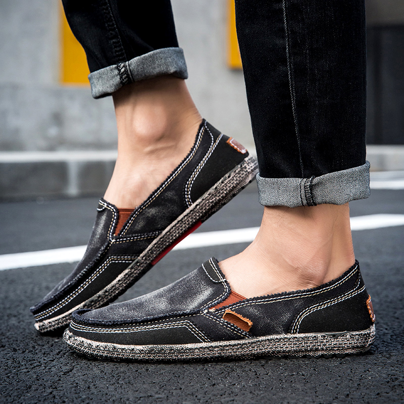 Mens Fashion Denim - Модные дышащие кеды-лоферы из канваса, новые
