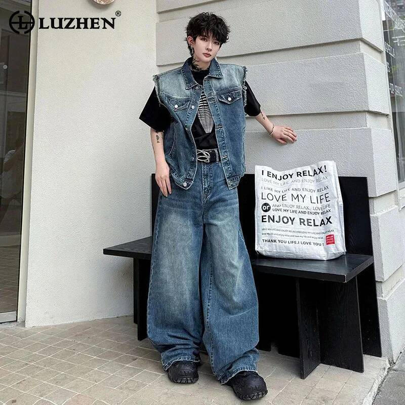 Mens Fashion Denim - LUZHEN 2026 Летний джинсовый комплект из