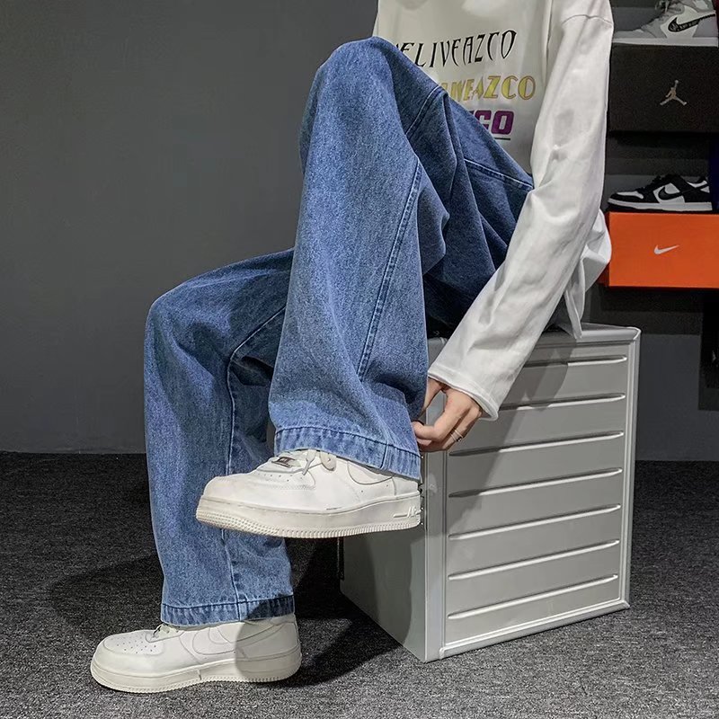 Men'S Fashion Grey Jeans - Новые корейские модные мужские мешковатые джинсы