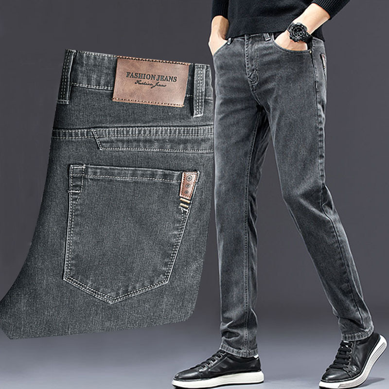 Men'S Fashion Grey Jeans - Мужские облегающие джинсы, Новинка осени 2024,
