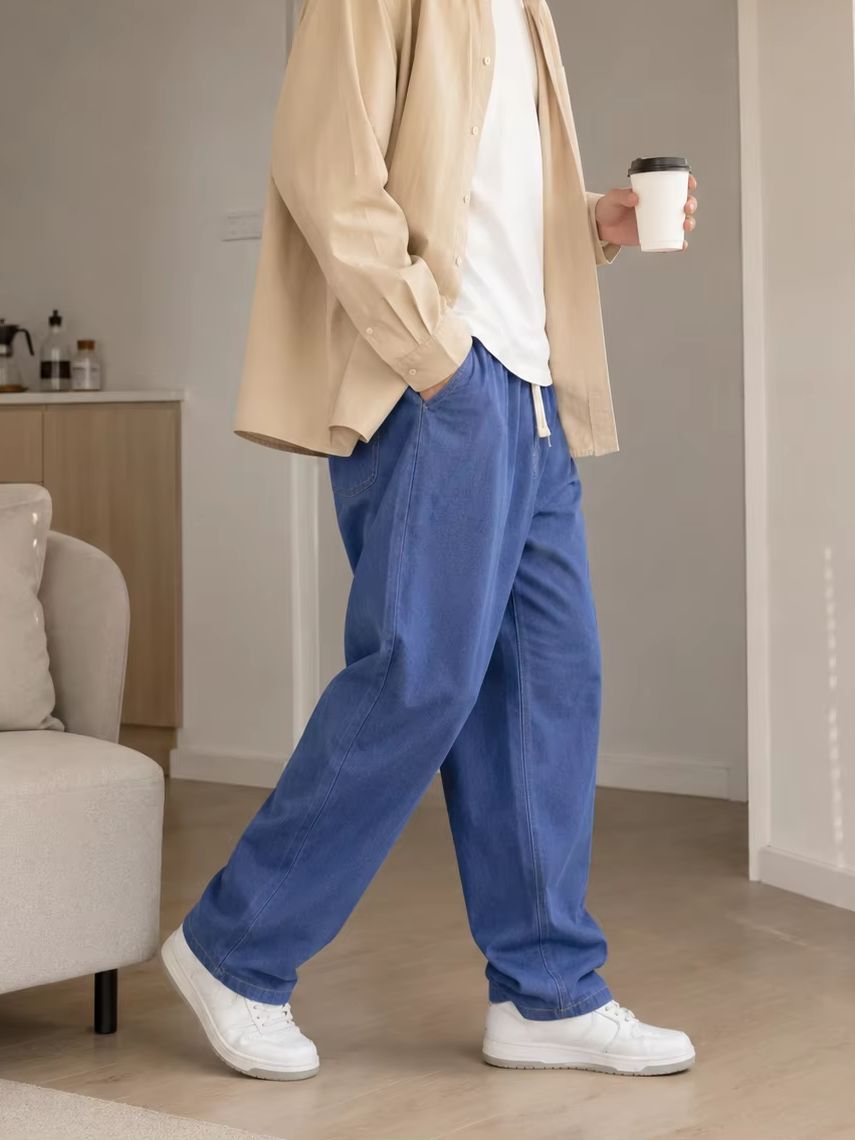 Men'S Fashion Grey Jeans - Мужские повседневные свободные джинсы прямого кроя,
