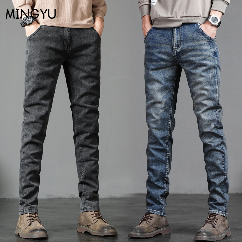Men'S Fashion Grey Jeans - Осень-зима, хлопковые мужские классические модные серые