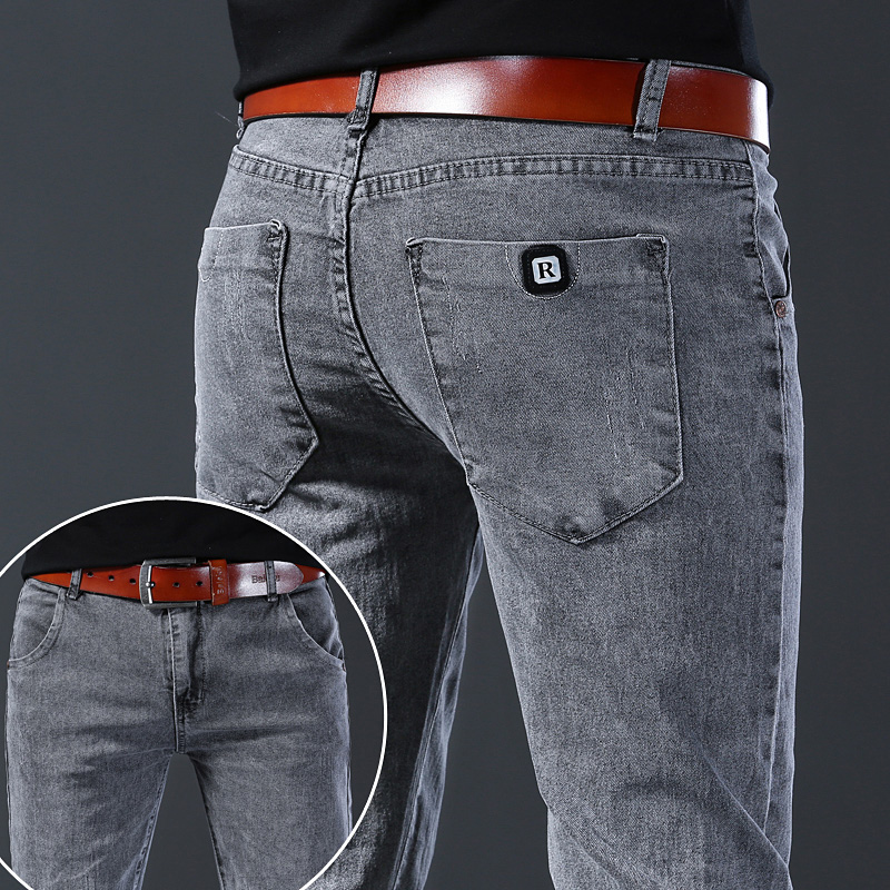 Мужские зауженные эластичные с – обзор и цена Men'S Fashion Grey Jeans