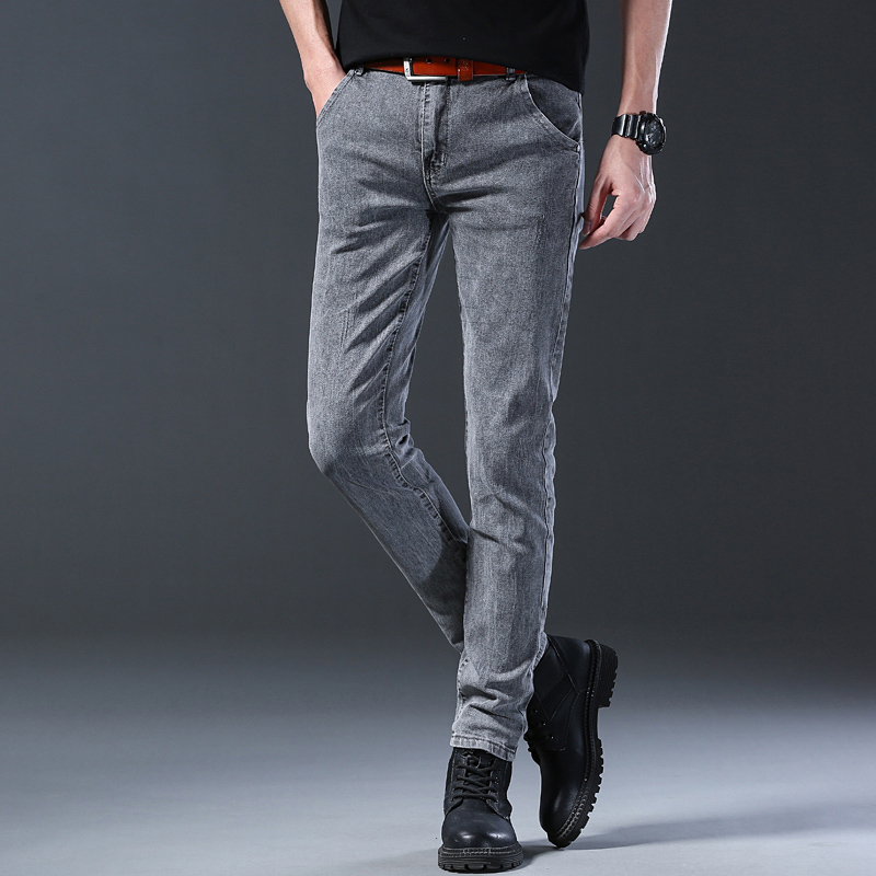 Мужские зауженные эластичные с – обзор и цена Men'S Fashion Grey Jeans