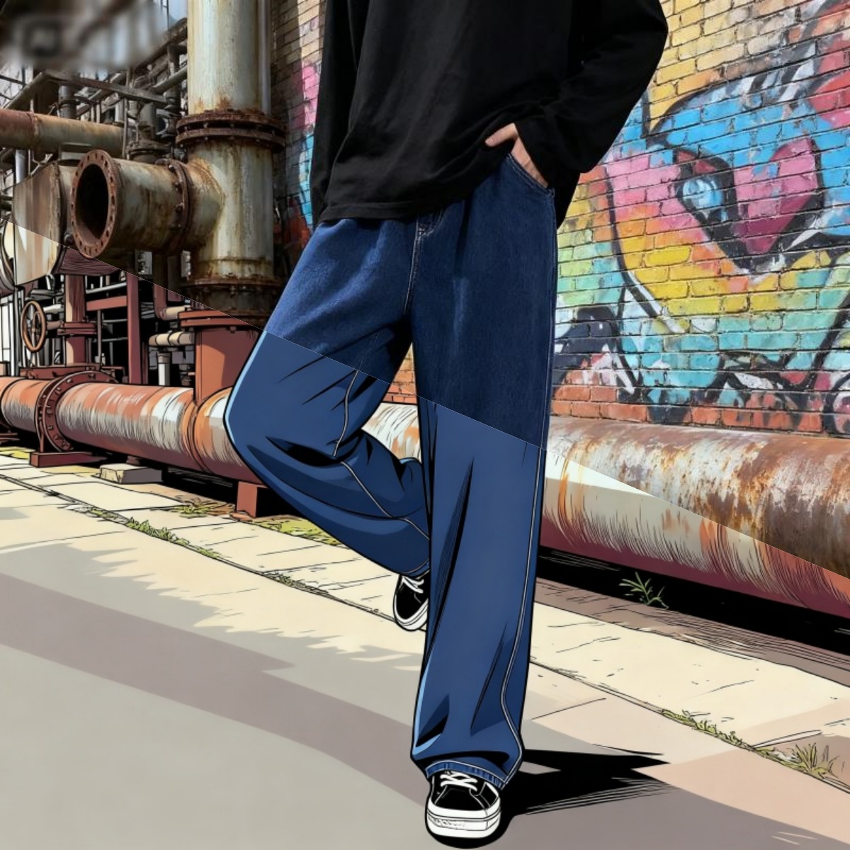 Уличная одежда в корейском сти – обзор и цена Men'S Fashion Grey Jeans