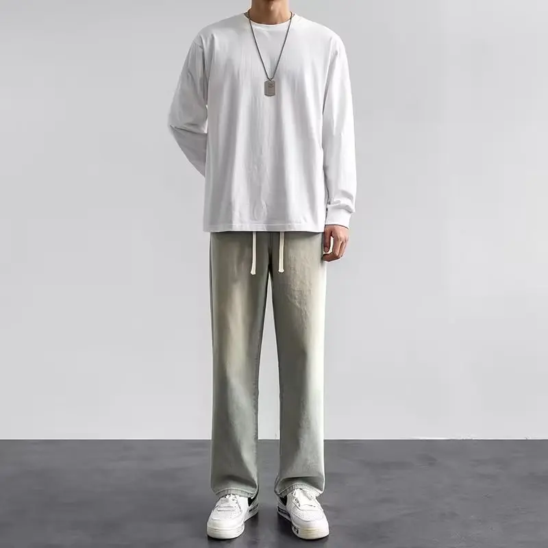 Уличная одежда в корейском сти – обзор и цена Men'S Fashion Grey Jeans