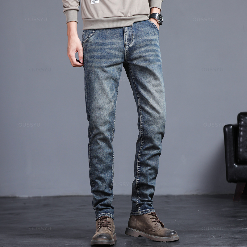 Осень-зима, хлопковые мужские  – обзор и цена Men'S Fashion Grey Jeans